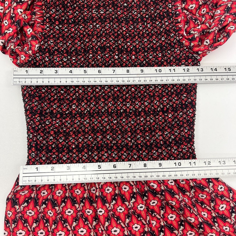Alice & Olivia Elvira Smocked Mock Neck Mini Dress Sz 2 - Picture 9 of 16